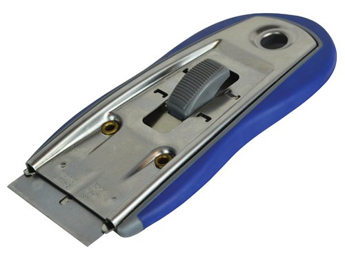 The handy Faithfull Razor Blade Scraper is ideal for removing paint, sticky labels, cleaning oven spills and tough stains from multi-fuel stove glass panels.The metal body has a soft grip outer edge for comfort in use and the blade is retractable for safety.Blade Width: 38mm (1.1/2in)Overall Length: 110mm (4.1/4in)