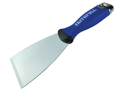 The Faithfull Stripping Knife features a stainless steel blade for long-life and resistance to corrosion. The soft grip handle provides greater comfort. It is fitted with a metal end cap that can be used to knock back protruding nails. The stiff blade is ideal for removing old paint and wallpaper.Blade Width: 100mm