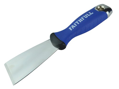 The Faithfull Stripping Knife features a stainless steel blade for long-life and resistance to corrosion. The soft grip handle provides greater comfort. It is fitted with a metal end cap that can be used to knock back protruding nails. The stiff blade is ideal for removing old paint and wallpaper.Blade Width: 50mm