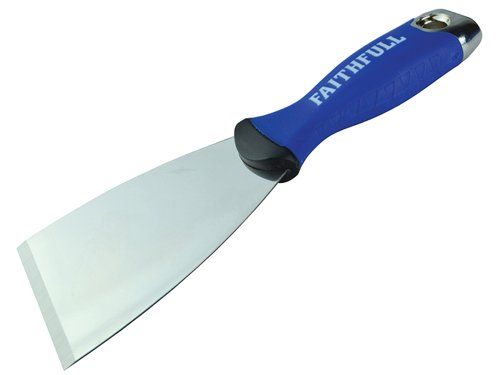 The Faithfull Stripping Knife features a stainless steel blade for long-life and resistance to corrosion. The soft grip handle provides greater comfort. It is fitted with a metal end cap that can be used to knock back protruding nails. The stiff blade is ideal for removing old paint and wallpaper.1 x Faithfull Soft Grip Stripping Knife 75mm