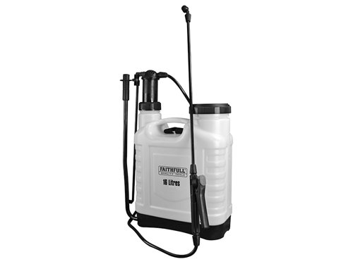 This 16 litre easy carry knapsack sprayer is manufactured from shatterproof and frost resistant materials and is suitable for use with most water-based garden and household chemicals and pesticides. The sprayer’s large capacity and 'pump as you go' pressure action helps make light work of those big spraying jobs, making it ideal for use in larger gardens. The lance features an adjustable spray nozzle with a trigger lock for continuous use when required. A curved back and adjustable twin shoulder straps help make the sprayer comfortable to wear when in use.Supplied complete with full service pack with three assorted spray nozzles.