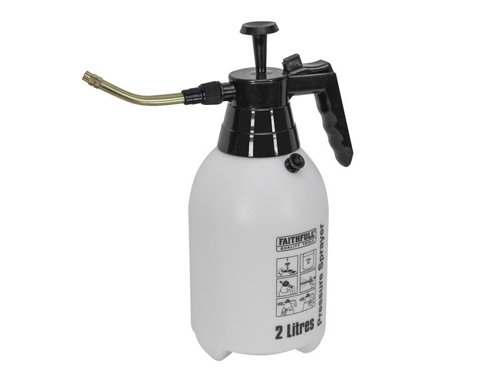 A 2-litre hand sprayer with a powerful pump action, manufactured from shatterproof and frost resistant materials and equipped with a pressure release safety valve. Supplied complete with brass straight and up-spout nozzles for extra versatility. Suitable for use with most garden and household water-based chemicals and pesticides, the hand sprayer is ideal for use around the garden, greenhouse and home.