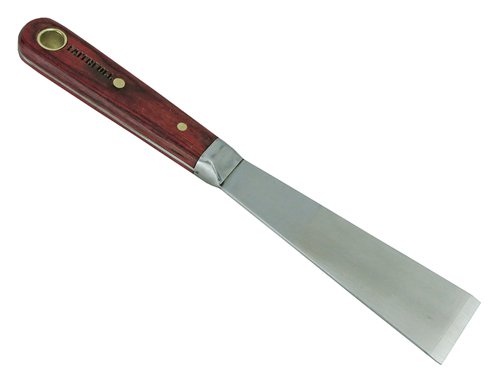 Faithfull Professional Chisel Knife with a corrosion resistant stainless steel blade for long life. The blade is attached to a hardwood handle with brass rivets and its tang runs through the full length of the handle for added strength. Ideal for stripping paint, removing putty and also for debeading PVCu windows.Chisel Knife.Blade Width: 38mm (1.1/2in)