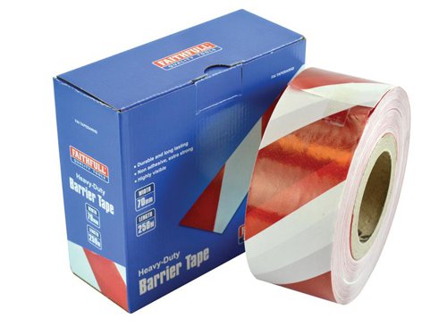 FAITAPEBARHD Faithfull Heavy-Duty Barrier Tape Red & White 70mm x 250m