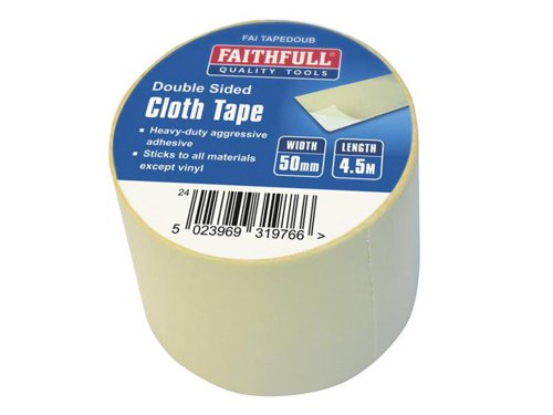 FAITAPEDOUB Faithfull Heavy-Duty Double-Sided Cloth Tape 50mm x 4.5m