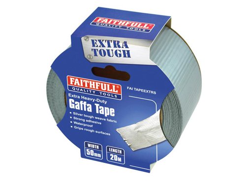 FAITAPEEXTRS Faithfull Extra Heavy-Duty Gaffa Tape 50mm x 20m Silver