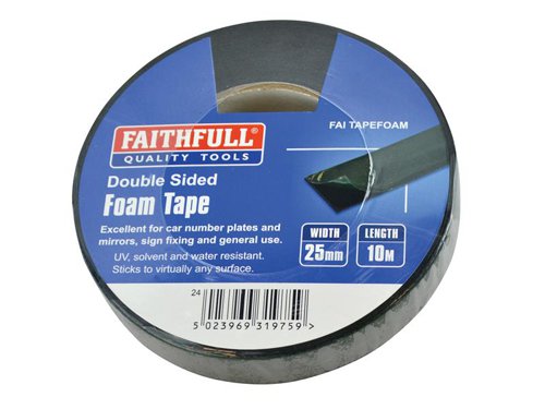 FAITAPEFOAM Faithfull Double-Sided Foam Tape Black 25mm x 10m