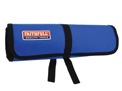 This Faithfull Tool Roll is made from a hardwearing nylon backed polyester material which is double stitched at stress points and edged for extra strength. Contains pockets for various sizes of tools and a zip-up compartment for storing small tools or paperwork. Three elastic loops are provided for secure pen or pencil storage.Specification:Pockets: 15Dimensions: 32 x 77cm