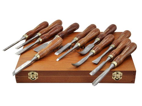 Faithfull Wood Carving Chisels Set in Case, 12 Piece