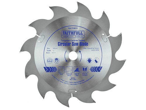 Faithfull TCT Circular Saw Blade 190 x 16mm x 12T POS