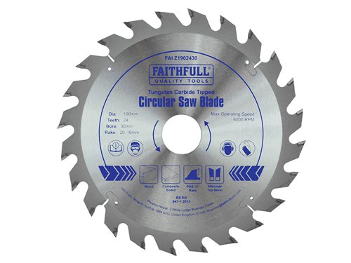 Faithfull TCT Circular Saw Blade 190 x 30mm x 24T POS