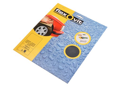 Flexovit Waterproof Sanding Sheets 230 x 280mm Coarse 180G (3)