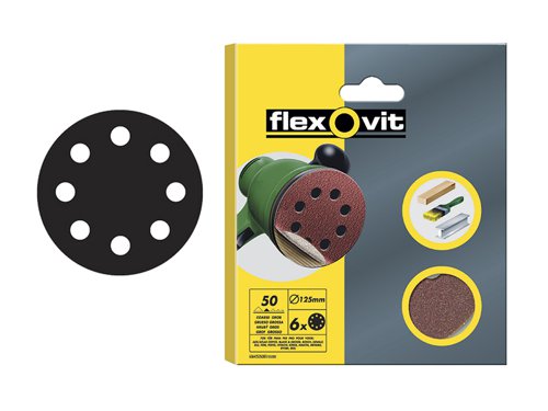 Flexovit Hook & Loop Sanding Disc 115mm Coarse 50G (Pack 6)