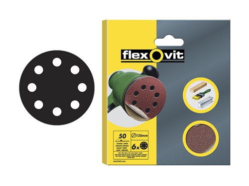 Flexovit Hook & Loop Sanding Disc 125mm Extra Fine 180G (Pack 6)