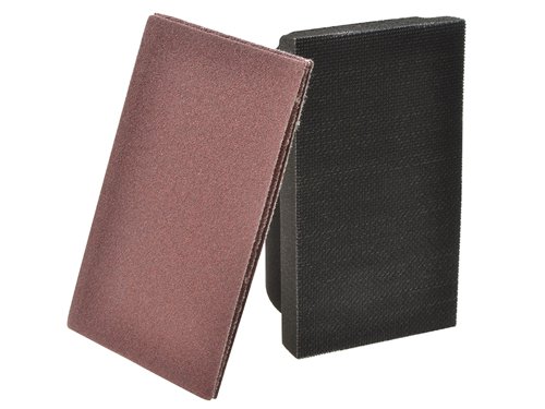Flexovit Hook & Loop Sanding Block Kit contains an assortment of aluminium oxide sheets and a sanding block. These blocks are very comfortable to use and feature a hook & loop backing system to allow for quick and easy sheet changing.Contains: 1 Sanding Block and 3 Sheets 70 x 125mm.Grade: 1 x Coarse 50G, 1 x Medium 80G and 1 x Fine 120G.