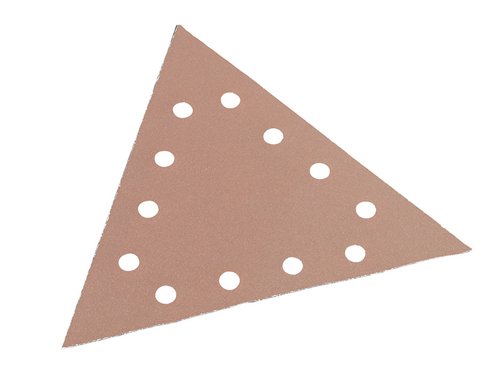 These triangular Flex sanding papers are ideal for grinding joint filler in drywall construction. When fitted onto a sander, their triangular shape makes them ideal for processing corners and edges. The sheets are punched to enable dust extraction.They have hook and loop backing and are suitable for the following Flex models:WSE 7 Vario PlusWST 700 VV Plus.The FFLX349240 Sanding Papers have the following specifications:Grit size: P120Grit type: FineHeight: 290mm.Pack size: 25.