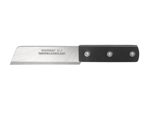 This hacking knife has a steel blade with twin leather scales riveted to the shaft.It can be struck with a hammer to remove old putty from window frames.Size: 114mm (4.1/2in).