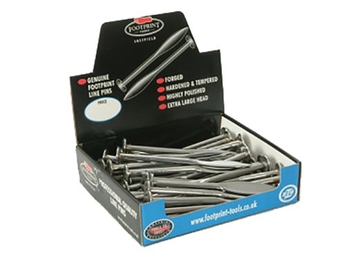 Steel line pins, drop-forged 160mm (6 1/4 in) long hardened and chrome plated.Display box of 50.