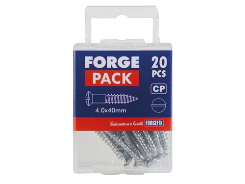 ForgeFix Multi-Purpose Screw SL Raised Head Chrome Plated 4.0 x 40mm ForgePack 20