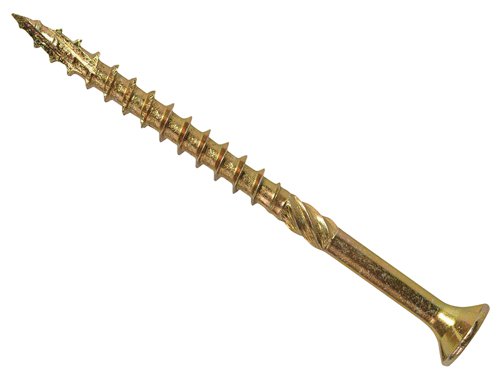 These ForgeFix ForgeFast Wood Screws have a universally accepted, Pozi compatible drive. They have 6 underhead lobes for improved countersinking and reduced surface dust, and reinforced countersunk necks which improve holding power.The screws have an anti-friction thread for reduced splitting of the timber, reduced 'jacking' and spinning of joined timber and improved drawing strength. The thread is serrated for improved pull-out and reduced torque when inserting the screw. The double cutting point allows faster drilling time and reduced clogging of wood dust and is capable of piercing 0.8mm steel.The screws have a 'Elementech 400' coating providing an anti-corrosive metal finish, which lasts up to 6 times longer than standard zinc coatings. The coating is environmentally friendly and does not contain Cr6+. It is Salt Spray tested to 400 hours.The screws are suitable for interior use.Size: 6.0 x 90mm.Box quantity: 100.