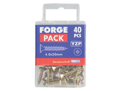 ForgeFix Multi-Purpose Pozi Compatible Screw CSK ST ZYP 4.0 x 20mm Forge Pack 40