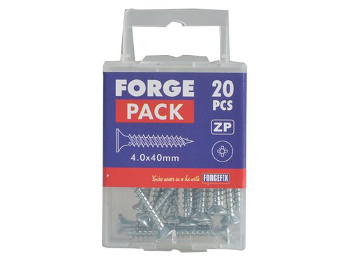 ForgeFix Multi-Purpose Pozi Compatible Screw CSK ST ZP 4.0 x 40mm Forge Pack 20