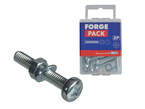 ForgeFix Machine Screw Pozi Compatible Pan Head ZP M5 x 30mm Forge Pack 8