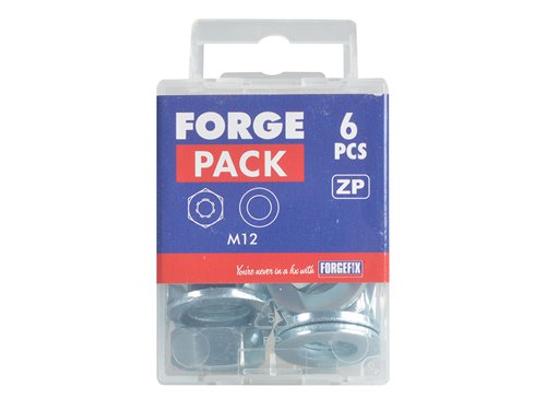 FORFPNUT12 ForgeFix Hexagonal Nuts & Washers ZP M12 ForgePack 6