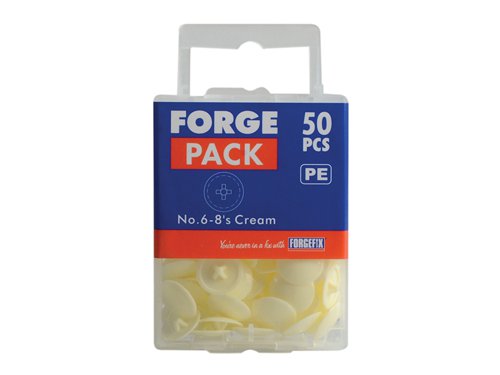 FORFPPCC3 ForgeFix Pozi Compatible Cover Cap Cream No.6-8 Forge Pack 50