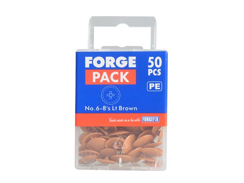 FORFPPCC4 ForgeFix Pozi Compatible Cover Cap Light Brown No.6-8 Forge Pack 50