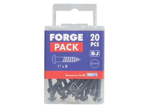 ForgeFix FORFPR18J Wood Screw Slotted Round Head ST Black Japanned 1in x 8 Forge 