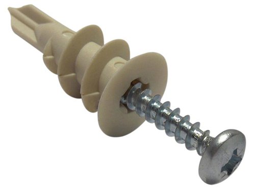 These Forgefix Cavity Wall Plugs are made from nylon and have a specially designed cutting tip to pierce the plasterboard skin. They are supplied with a 4.5 x 35mm Pozi compatible screw, and the countersunk head feature on the plug allows flush fitting of the screw to the plasterboard. The screw and fixture can be removed for cleaning and decoration.APPLICATION:Ideal when re-fixing into existing plug or anchor holes.Nylon speed plugs can be used in electrical installations.Cavity Wall Nylon Speed Plug 8 Box 100