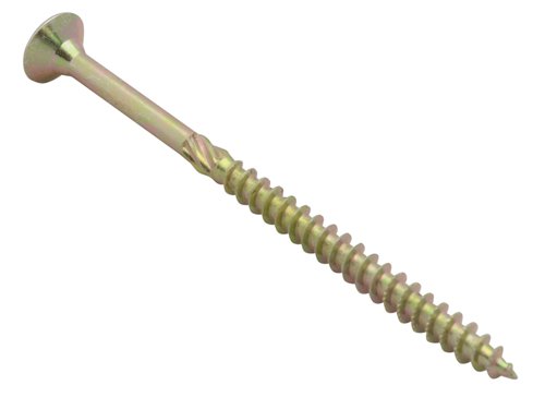 Spectre™ by Forgefix, incorporates a long list of advanced screw features, often only found in premium screws, into what we've named advanced multi-purpose wood screws.They feature a countersunk, pozidrive compatible, recessed head. Fully threaded, up to 50mm, with a sawtooth thread, to prevent splitting, and reamer to prevent jacking (50mm and above). They are also surface hardened with a quick start type 17 slash point.The screws have a zinc yellow passivated finish for excellent resistance to corrosion. Zinc yellow passivation process of electroplating is similar to the 'galvanised' and 'zinc plated' processes, but with the addition of a yellow dye. It offers an aesthetically pleasing finish.CE approved for use in load-bearing timber construction.Specification:Size: 5.0 x 80mmThread: 48mm lengthPack Quantity: Box of 100