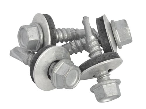 These Forgefix TechFast Hex Head Roofing Screws are designed for fixing cladding and sheet steel to light section steel purlins of between 1.2mm and 3.6mm.The screws have a hex head, are self-drilling and have a rubber washer which expands under pressure to form a permanent weather seal. They are zinc plated and have an 'Elementech' coating for superior corrosion resistance, which has been salt spray tested to 1,000 hours.8mm Hex headThe TFHL5525 TechFast Hex Head Roofing Screws have the following specifications:Size: 5.5 x 25mm.Pack quantity: 100.