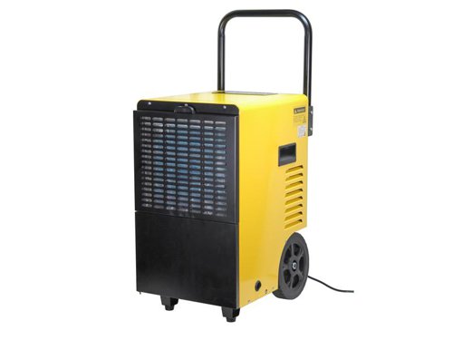 The Faithfull Industrial Dehumidifier removes excess moisture from humid air to limit mould, mildew and condensation. This powerful unit can extract up to 30 litres of water per day to create a healthier environment.Easy to operate touch pad with an LCD screen which displays temperature and humidity and indicates when the tank is full. A 24 hour timer function allows automatic start and stop times to be set. An automatic defrost function will activate if the room temperature drops too low.The unit will automatically shut off when the 7 litre tank is full. An optional continuous drainage function can direct water to a drain or suitable receptacle with the 1m pipe provided. It has a durable metal housing and heavy-duty wheels for easy manoeuvrability.Specifications:Power: AC 220-240V/50Hz.Humidity Extraction: 30L/D (27°C RH60%).Water Tank Capacity: 7.0 litre.Air Volume: 300 m3/h.Working Space: 50-100m³.Max. Suction Pressure: 1.0Mpa.Max. Discharge Pressure: 2.5Mpa.Working Temperature: 5-35°.Refrigerant: R920.Sound Level: 56dB.Product Size: 440 x 336 x 850mm.