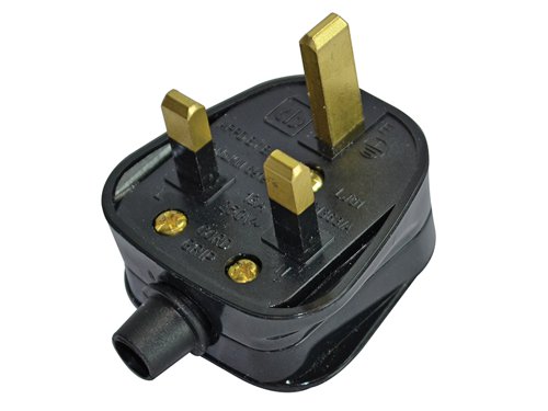 Black plug, 240V, 13A.This plug features a sturdy nylon base and cover cap that is manufactured to BS 1363/A.