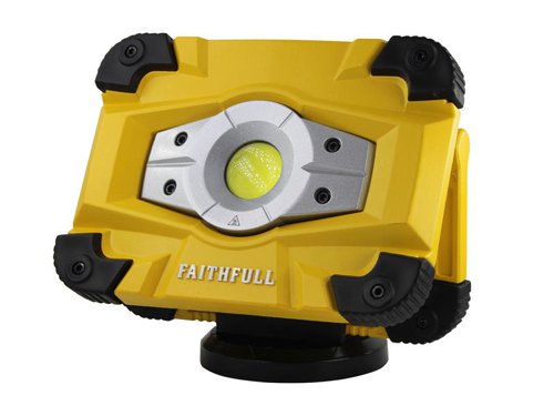 This Faithfull Rechargeable LED Work Light is incredibly robust and energy efficient producing 2000 lumens of light output. Drop resistant from two metres, its compact size and heavy-duty metal casing makes the work light ideal for tough working environments, while its slim profile and folding handle allows for easy space saving storage.The internal lithium-ion 3.7V 5000mAh battery will power the light for up to 20 hours and may also be used as a power bank, permitting the charging of most small electronic devices such as mobile phones, MP3 players or tablets. A detachable magnetic base enables the work light to be firmly mounted on any metal surface.Supplied with: 1 x Detachable Magnetic Stand and 1 x USB-C Charging Cable 1m.Specifications:LED Power: 20W.Lumen Output: 2,000.Beam Angle: 120°.Colour Temp: 5000-6000K.LED Type: COB.IP Rating: IP65.Power Bank Output: USB.Battery: Lithium-ion 3.7V 5000mAh.Run Time: 3 hours (100%), 6 hours (50%), 20 hours (10%).Charge Time: Approx 5 hours.