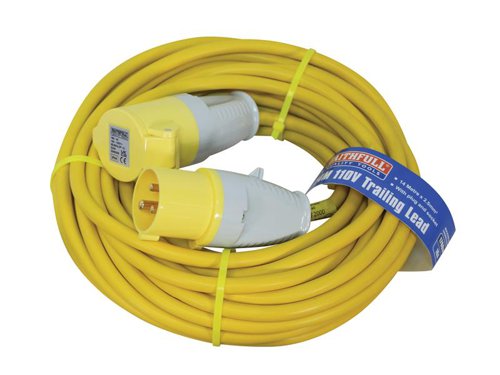 Faithfull Trailing Leads with an industrial plug and socket. Conforms to BSEN60309 providing ingress protection to IP44 and added durability and protection from being dropped or dragged around. Trailing leads are ideal for use with transformers, site lights and power tools to extend their working range.Available in 1.5mm or 2.5mm cable and 16 or 32 amp versions.110V 16 amp socket110V 16 amp Plug2.5mm cable