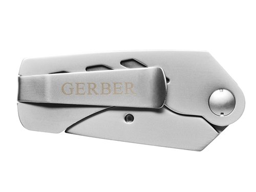 The Gerber Exchange-A-Blade pocket knives use contractor grade or standard size utility blades that can be easily replaced. The E.A.B. Lite also features deep finger grooves that provide a secure grip in a lighter knife. It has a stainless steel handle that also doubles as a pocket or money clip.Specification:Open Length: 129mm.Blade Length: 38mm.Closed Length: 72mm.