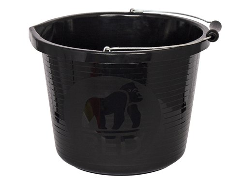 The Red Gorilla Premium Bucket is an extra strong, 3 gallon bucket with thick, ribbed walls. Great for plastering, mixing, plumbing, carrying water and tools.Available in black, yellow, red and blue.1 x Red Gorilla Premium Bucket 14 litre (3 gallon) - Black
