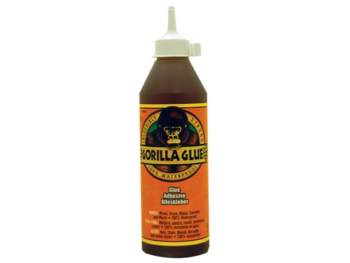 Gorilla Glue is a polyurethane glue. When exposed to moisture, the adhesive reacts and creates a foaming action that fills whilst it sticks. Gorilla Glue has an open working time of 20 minutes. The glue is brown in colour, but dries a tan colour, and is totally waterproof. Gorilla Glue is incredibly strong, bonding all types of wood, including pressure treated wood. It also bonds stone, metal, ceramics, foam, glass, leather and more. Once dried the product is sandable, stainable, paintable and can also take a varnish. Due to its foaming action the glue gives greater coverage - up to 3 times the coverage of other glues. This glue is unaffected by extreme hot and cold and will not break down when exposed to rain and snow.The Gorilla Glue formula bonds materials that typical all-purpose adhesives will not hold, including wood, stone, metal ceramics, glass, foam and even bonds dissimilar materials. It is waterproof and temperature resistant, which means it can be used for indoor and outdoor projects and repairs.Originally used as a commercial adhesive for hard-to-glue materials. Once something is glued it will not come undone - it is set to survive years after the repair.The GRGGG1 Gorilla glue comes in the following: Size: 1 Litre