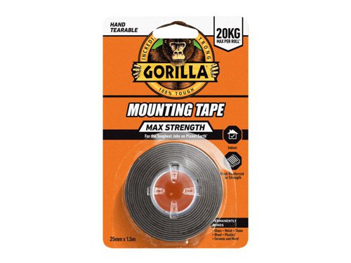 Gorilla Glue Max Strength Indoor Mounting Tape 25mm x 1.5m Black
