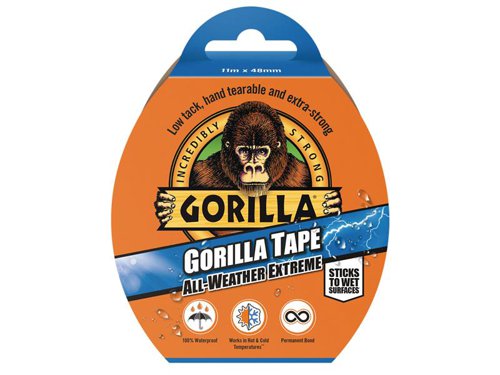 Gorilla Tape® All-Weather Extreme is perfect for permanent outdoor repairs. It is extra-strong, extra-durable, 100% waterproof and works in both hot and cold temperatures.Holds strong in rain, snow, sun and extreme weather conditions.