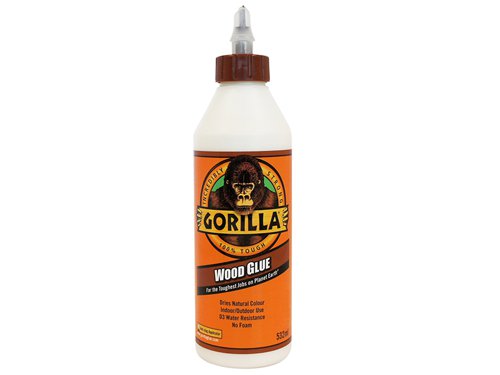Gorilla Wood Glue is a non-toxic water based, solvent free polyvinyl acetate (PVA) glue that requires only 20-30mins clamp time and is fully cured in 24 hours.It is suitable for use indoors and outdoors and can be used on hardwoods, softwoods and wood composites. This glue dries with a natural finish.The GRGGWG536 Gorilla Wood Glue comes in the following:Size 536ml.