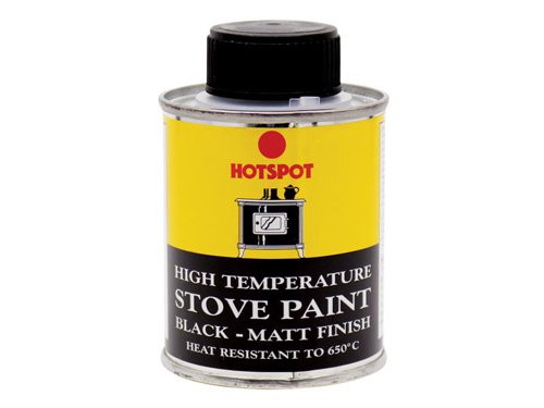 Hotspot Stove Paint is an ultra-high temperature, corrosion-resistant, one-coat stove and fireplace paint. Its high solids content offers increased coverage over conventional systems. This specially formulated fireplace and stove paint provides corrosion and abrasion resistance.A thin coating of the paint allows excellent heat transmission and is colourfast up to 650°C. It can also be used on brick, concrete and render. Most substrates, including steel and its alloys, can be coated successfully, however, we recommend that each new substrate should be checked individually for its suitability.1 x Hotspot Stove Paint Matt Black 100ml