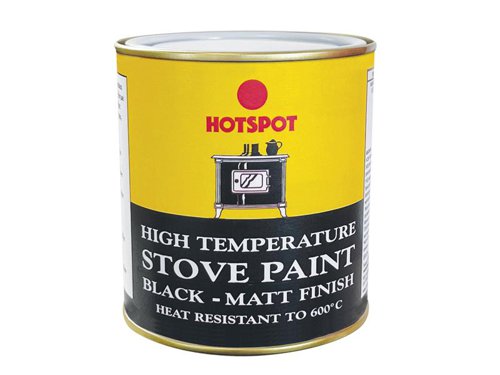 Hotspot Stove Paint is an ultra-high temperature, corrosion-resistant, one-coat stove and fireplace paint. Its high solids content offers increased coverage over conventional systems. This specially formulated fireplace and stove paint provides corrosion and abrasion resistance.A thin coating of the paint allows excellent heat transmission and is colourfast up to 650°C. It can also be used on brick, concrete and render. Most substrates, including steel and its alloys, can be coated successfully, however, we recommend that each new substrate should be checked individually for its suitability.1 x Hotspot Stove Paint Matt Black 500ml