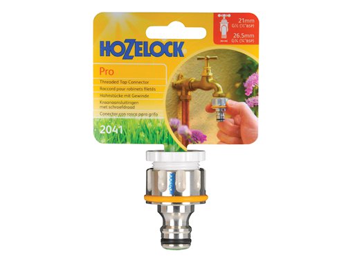 HOZ2041 Hozelock 2041 Pro Metal Threaded Tap Connector 12.5-19mm (1/2-3/4in)