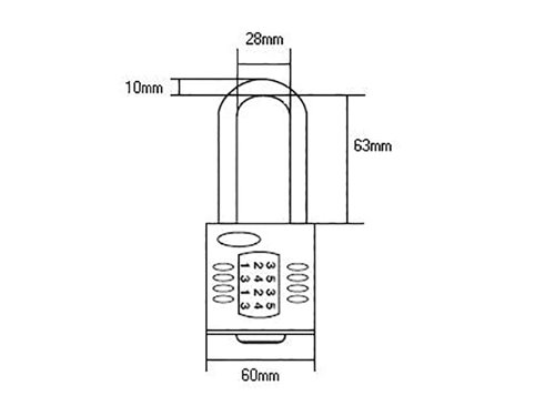 HSQCP6025 Squire CP60/2.5 Combination Padlock 5-Wheel 60mm Extra Long Shackle 63mm