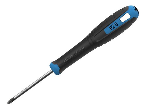 Hultafors Pozidriv Screwdriver for professional use, developed together with craftsmen. The blade is manufactured from high-quality hardened steel for long life. Fitted with a durable PPC plastic handle with a coating of age-resistant and easy-to-grip rubber. This long rubber-coated handle ensures grip for precision and maximal transmission of power. Permanent marking of type and size on the top as well as the handle’s colour make it easy for the user to select the right screwdriver. The handle’s design prevents the screwdriver from rolling on inclined surfaces. There is also a hole in the handle for hanging or securing.The Hultafors Pozidriv Screwdriver PZ0 x 60mm.