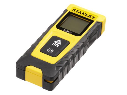 The STANLEY® SLM65 Laser Distance Measure is suitable for a wide range of professional measuring applications. Easy-to-use, thanks to its two-button operation: one to activate the device and take measurements, and a cog button to select different functions. Equipped with a generously-sized screen that displays two rows of measurements. Black characters on a white background make it easy to read measurements, even in bright conditions. The two-point system facilitates measurements from either the top or base of the unit, providing accuracy and flexibility in a multitude of measuring scenarios. Robust, reliable and durable, it has been subjected to a 1M impact drop test to ensure it withstands knocks and bumps, so every professional feels confident using it around the work site. A power saving mode will protect battery life by automatically turning off the laser after 120 seconds and the screen after 180 seconds.Specification:Functions: distance, continuous measurement, area, volumeAccuracy: ± 3mmOperating Range: 20mProtection Rating: IP40Power: 2 x AAA batteries (supplied)